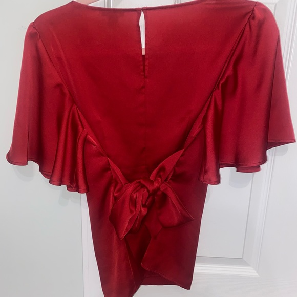 Red satin tie back top - Picture 2 of 2